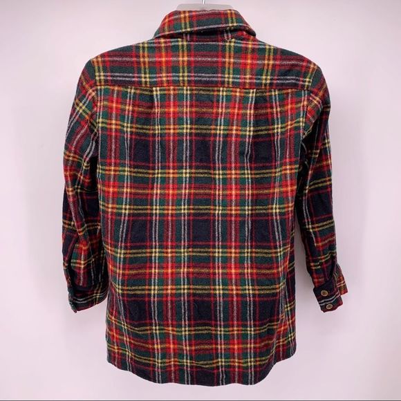 VINTAGE Plaid Wool Flannel Mens Button Down Shirt Shacket Size M/L - Picture 4 of 4